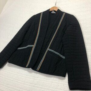 J. Jill Elements Women's Open Front Quilted Embroidered‎ Jacket Size Small